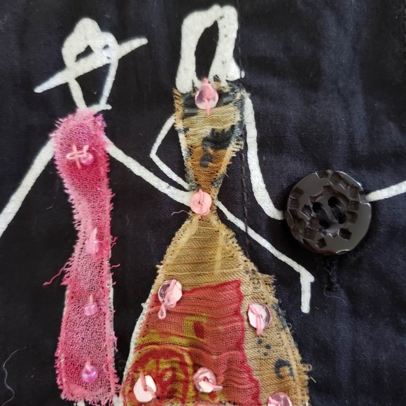 Life Style Travel Landmarks Embroidered Artwork Short Sleeve Shirt, Black, Sz L - Picture 7 of 10